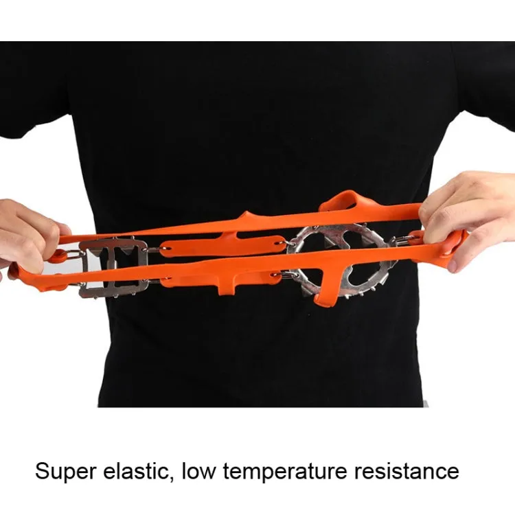 1 Pair  18 Large Spikes Crampons Outdoor Winter Walk Ice Fishing Snow Shoe Spikes,Size:  L Orange