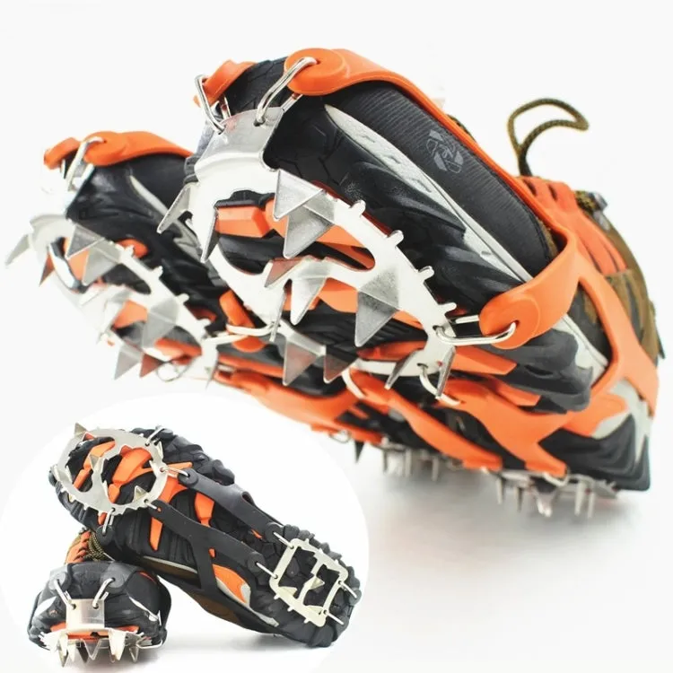 1 Pair  18 Large Spikes Crampons Outdoor Winter Walk Ice Fishing Snow Shoe Spikes,Size:  L Orange