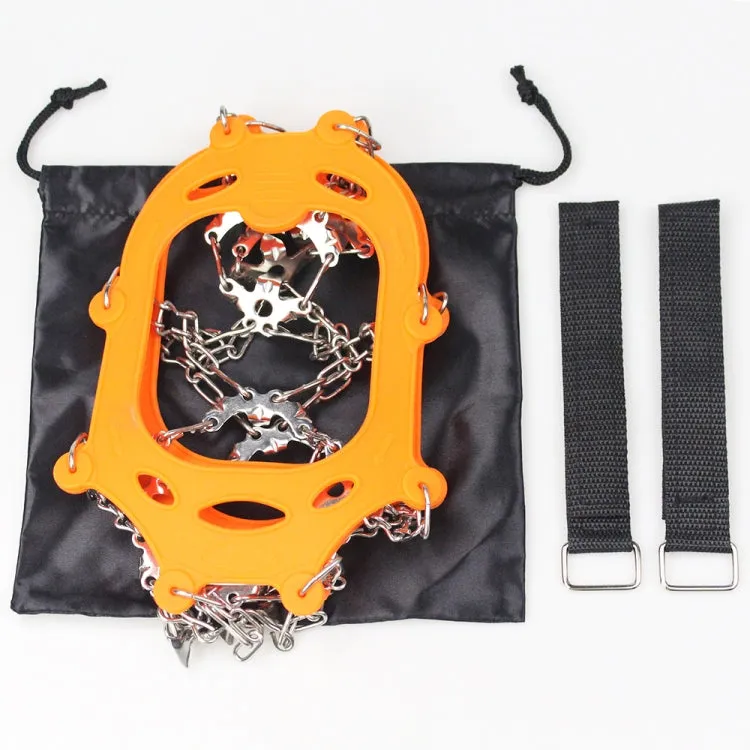 1 Pair  23 Spikes Crampons Outdoor Winter Walk Ice Fishing Snow Shoe Spikes,Size: M Orange