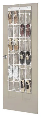 24-Pocket Over-The-Door Shoe Organizer, Clear Vinyl