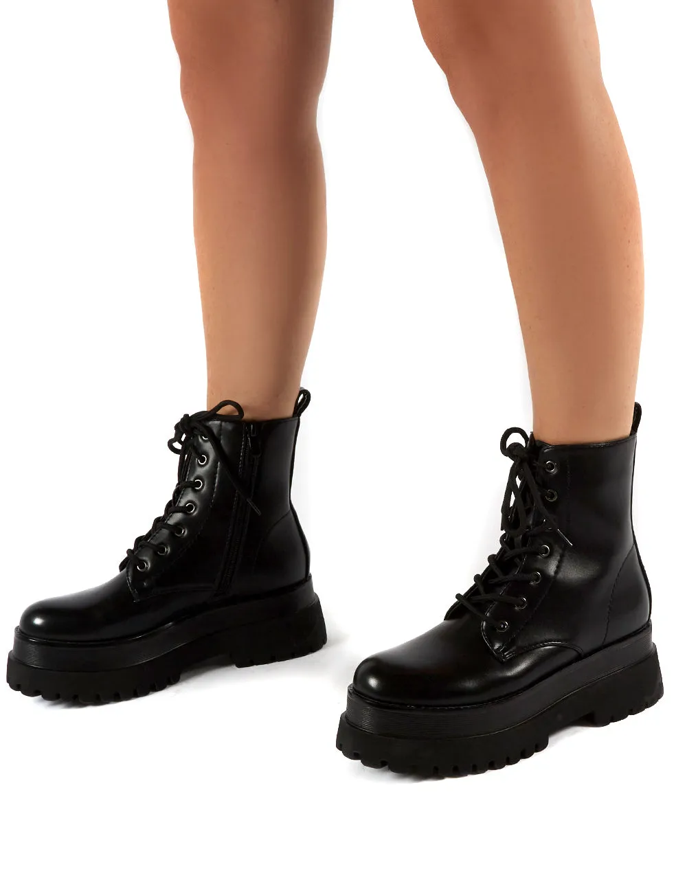 Corporal Black Chunky Sole Ankle Boots