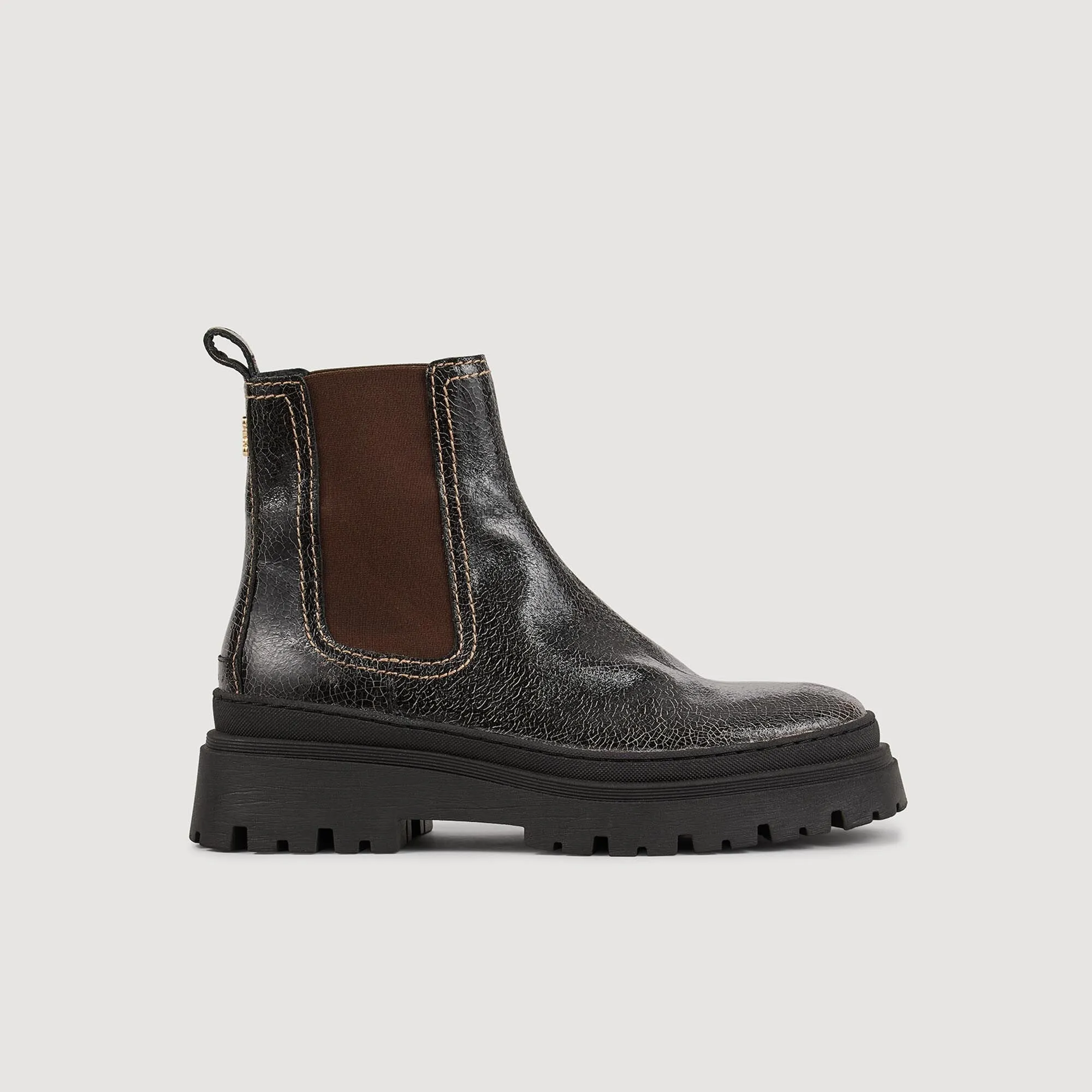 Crackled Leather Chelsea Boots