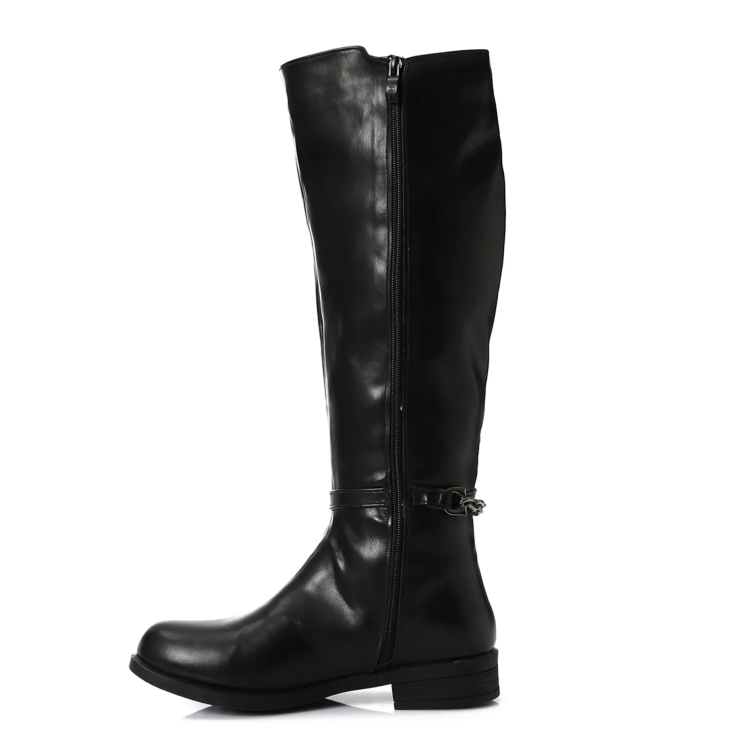 Daisy Street harness knee boots in black