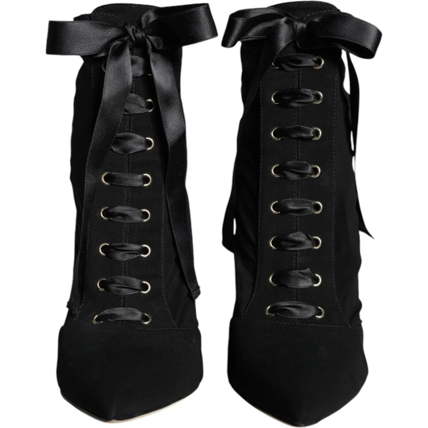 Dolce & Gabbana Black Jersey Stretch Ankle Booties Shoes