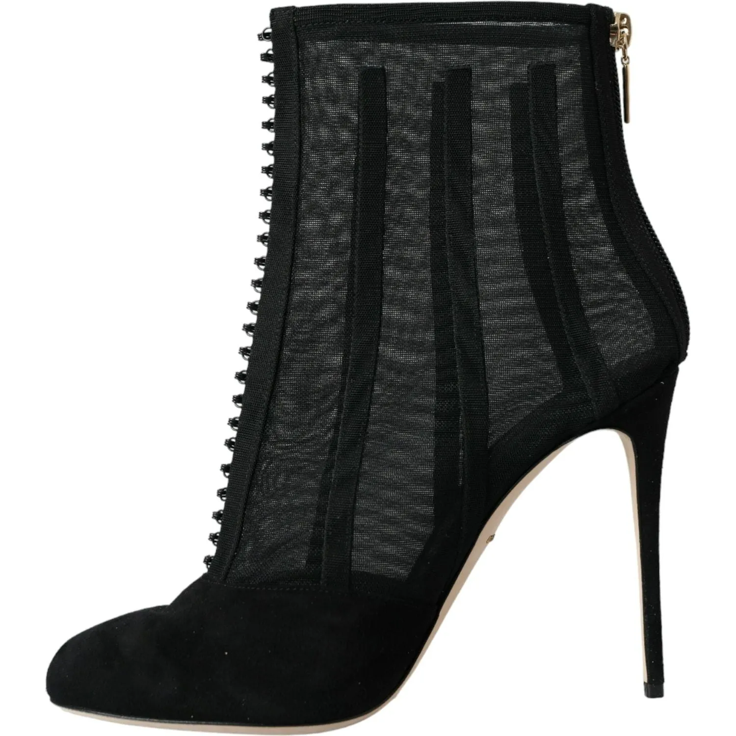 Dolce & Gabbana Black Mesh Stiletto Heels Ankle Boots Shoes