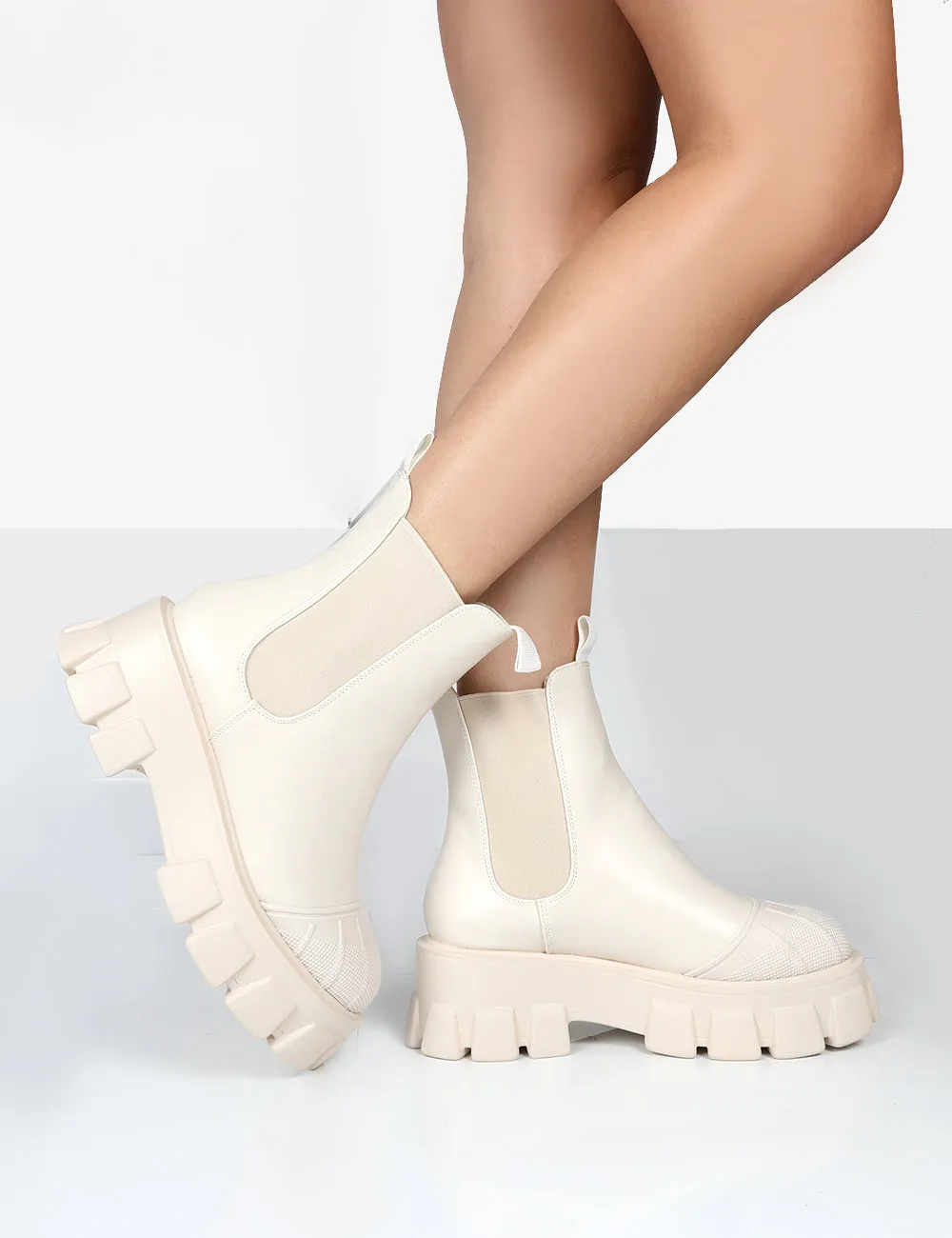 Elodie Putty Chunky Sole Chelsea Ankle Boots