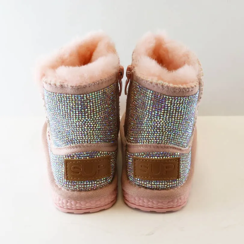 Handcrafted Rhinestone Boot With Fur