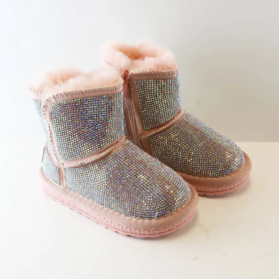 Handcrafted Rhinestone Boot With Fur