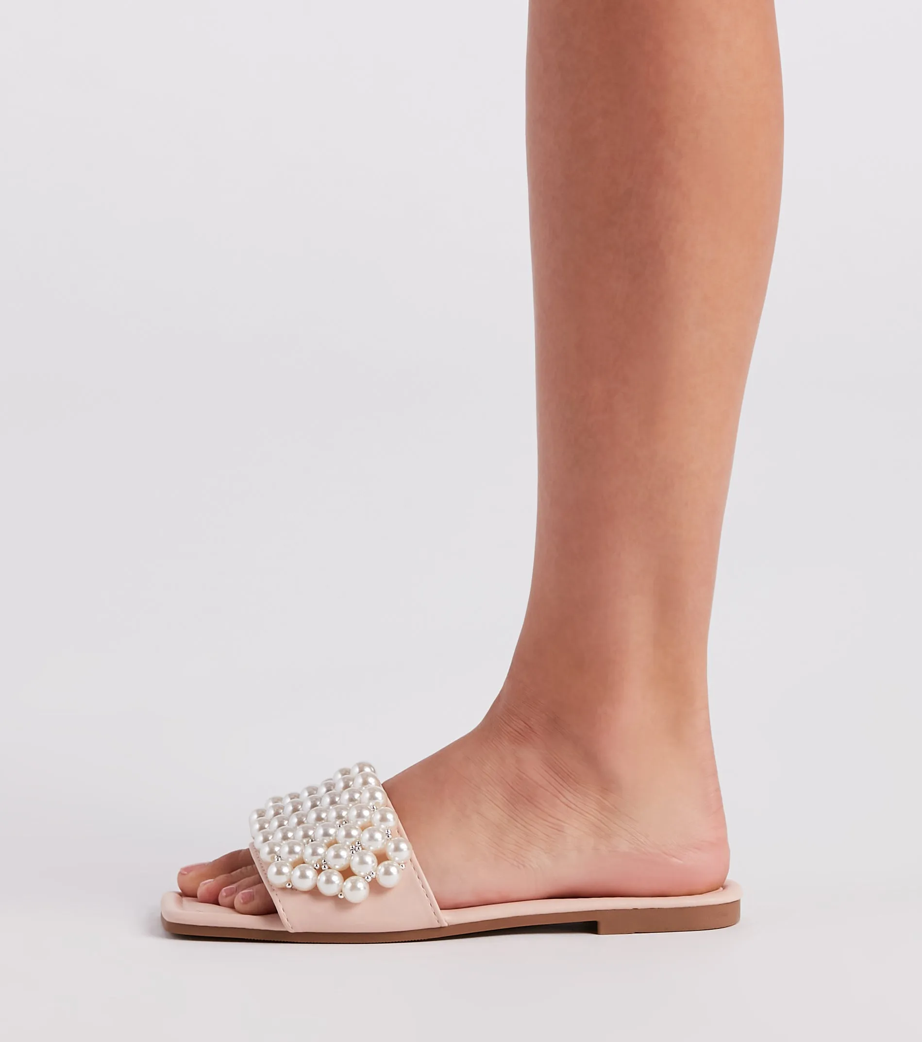 Hidden Treasure Faux Pearl Slide Sandals