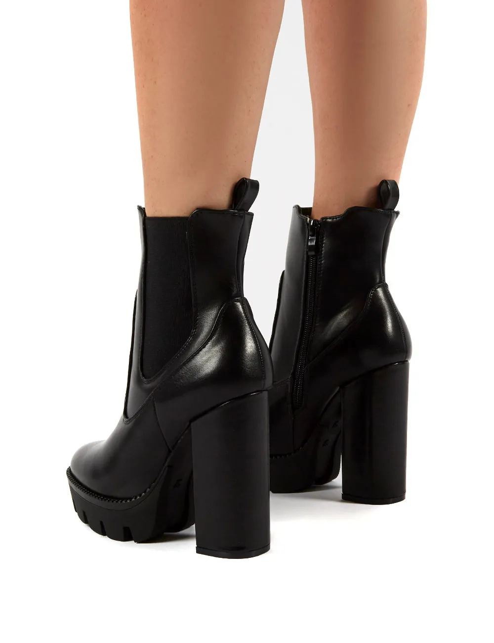 Iva Black PU Platform High Heel Ankle Boots