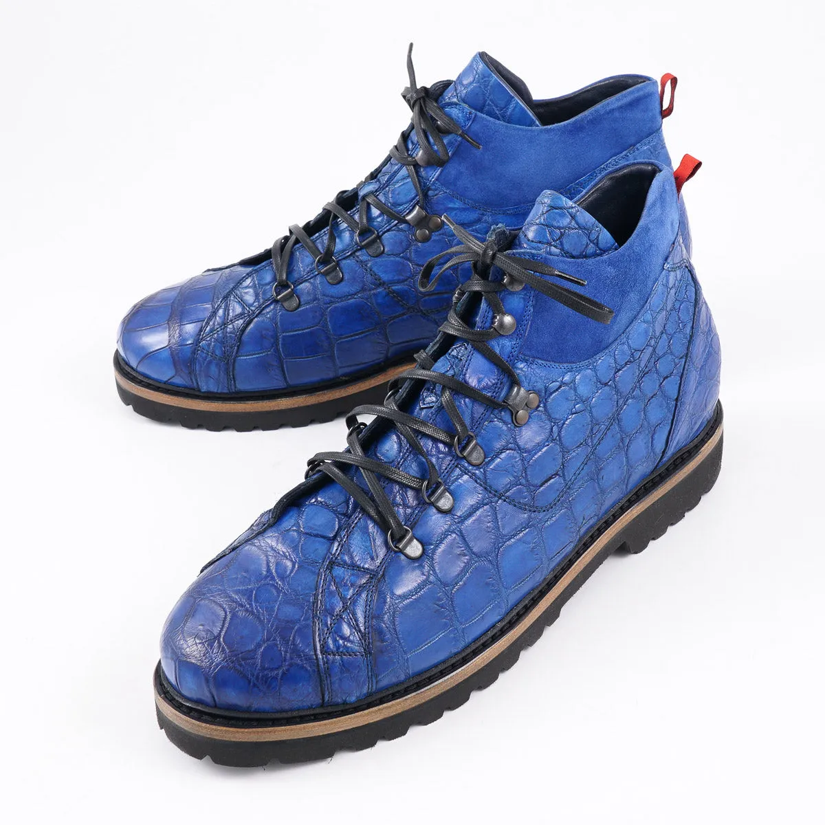 Kiton Blue Crocodile Hiking Boots