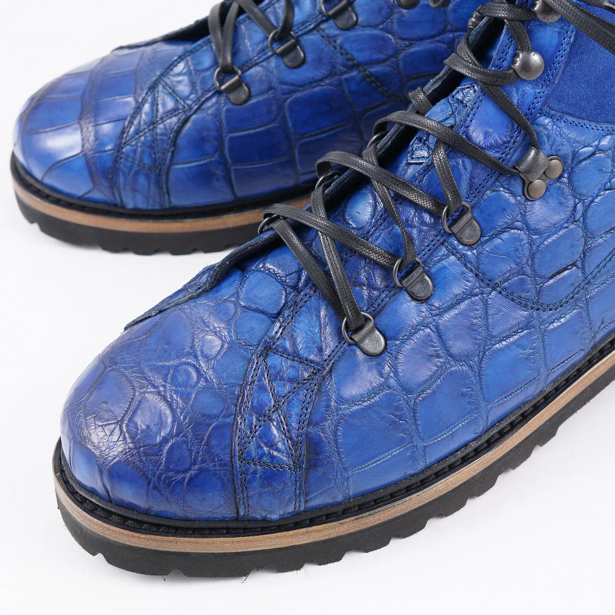 Kiton Blue Crocodile Hiking Boots