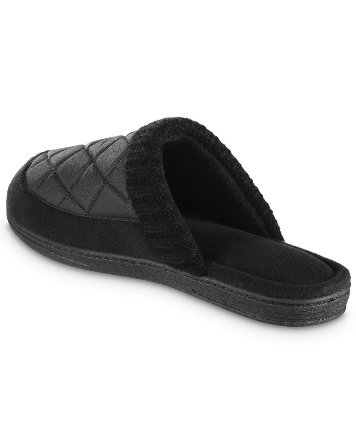 Levon Clog Men's Quilted Isotoner Memory Foam Slippers, Black