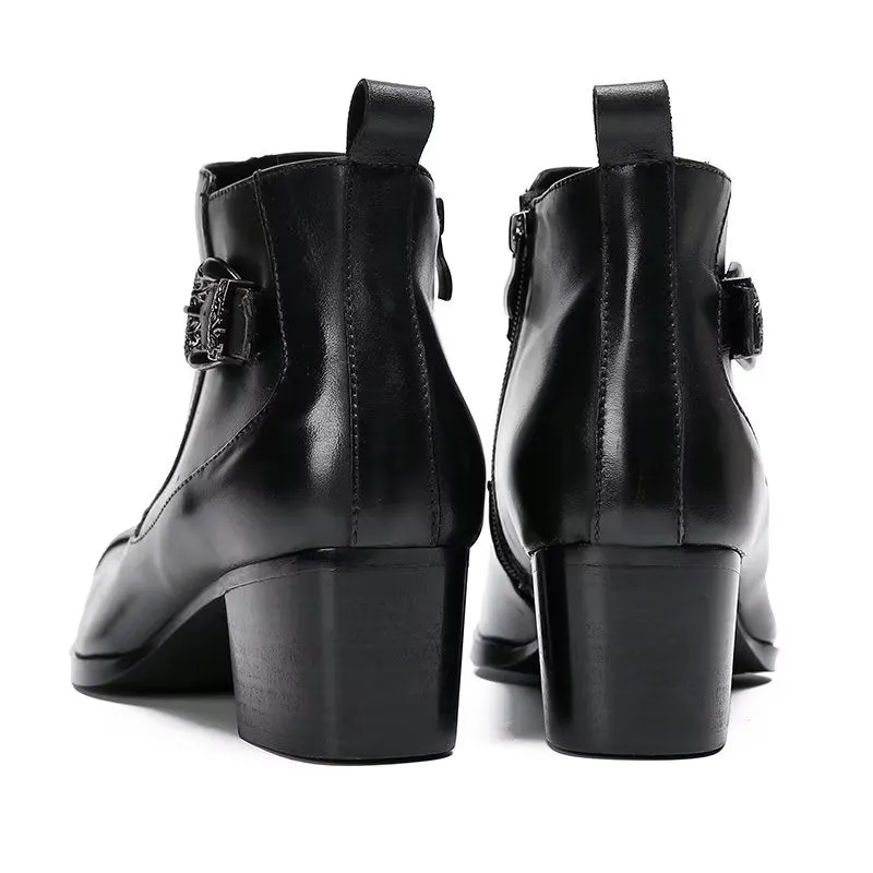 LuxeCroco Textured Leather Ankle Boots