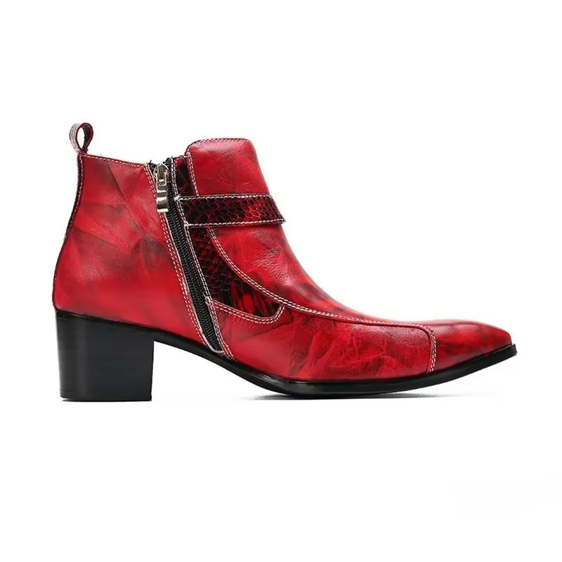 LuxeCroco Textured Leather Ankle Boots