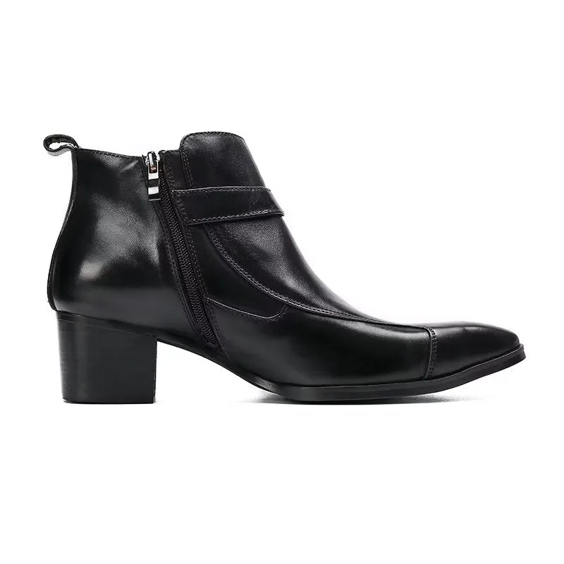 LuxeCroco Textured Leather Ankle Boots