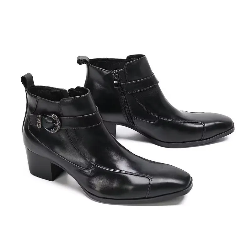 LuxeCroco Textured Leather Ankle Boots