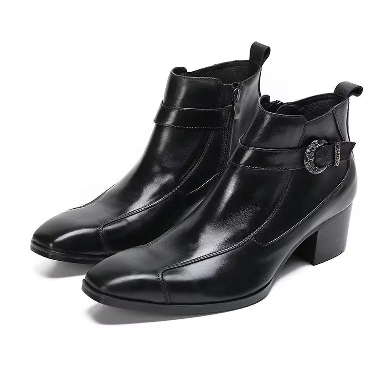 LuxeCroco Textured Leather Ankle Boots