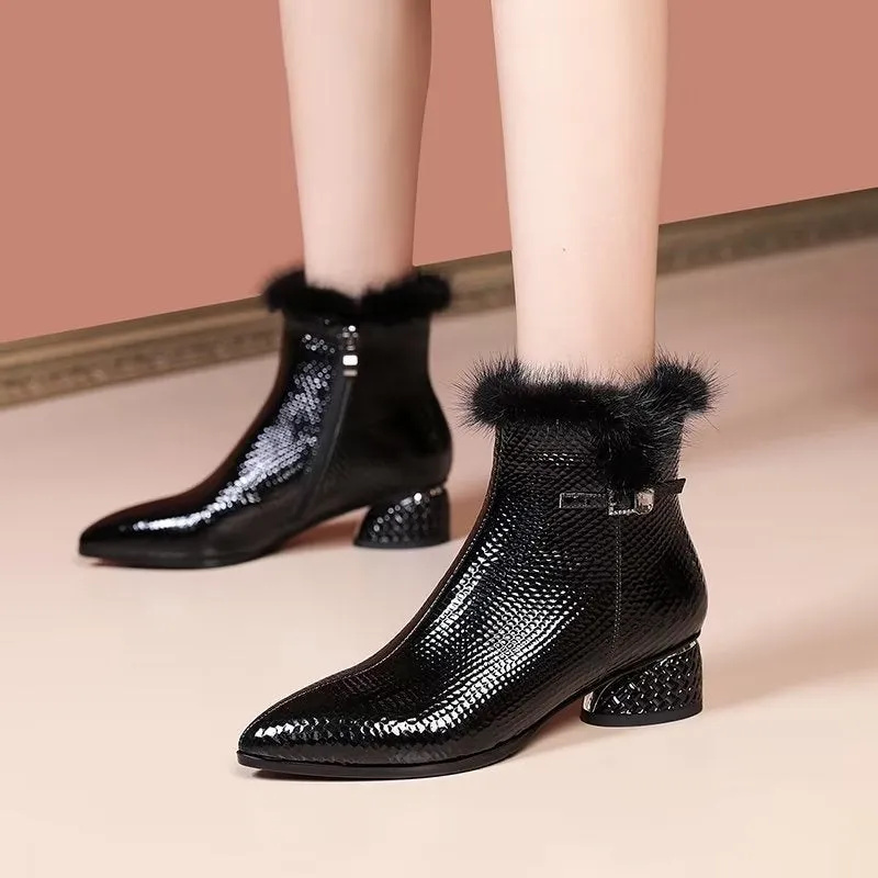 LuxLeather Exotic Chic Ankle Boots