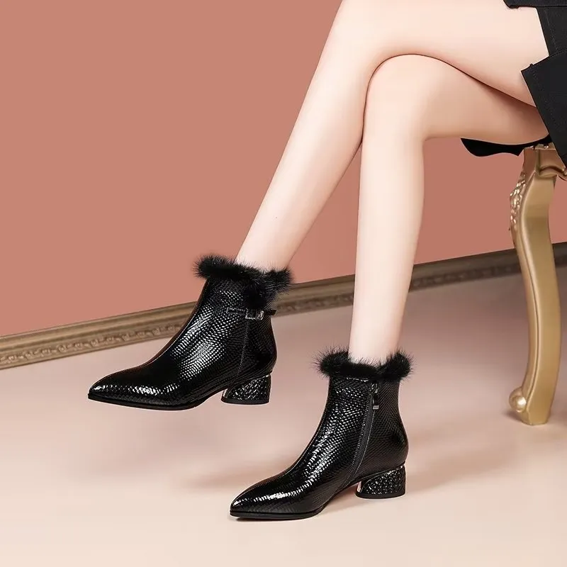 LuxLeather Exotic Chic Ankle Boots