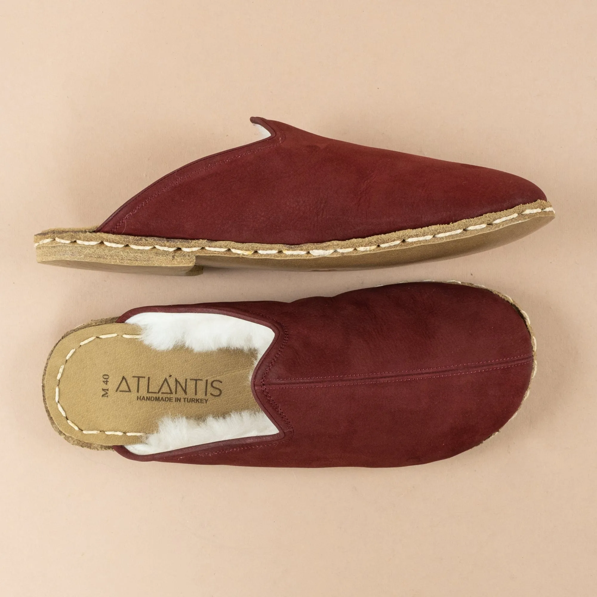 Men's Burgundy Barefoot Shearlings