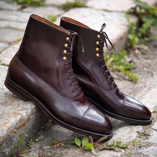 Men's Handmade Leather Ankle High Stylish Party Boots