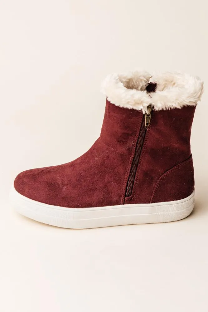 MIA Merion Fur Sneakers in Burgundy-FINAL SALE