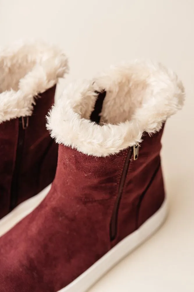 MIA Merion Fur Sneakers in Burgundy-FINAL SALE