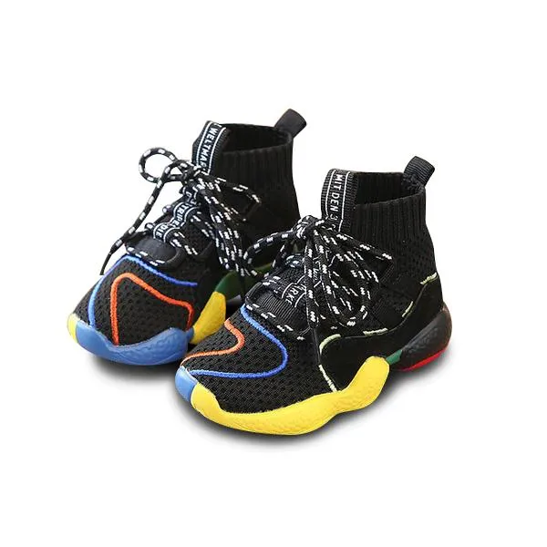 MOF Kids black hi-top sock sneakers