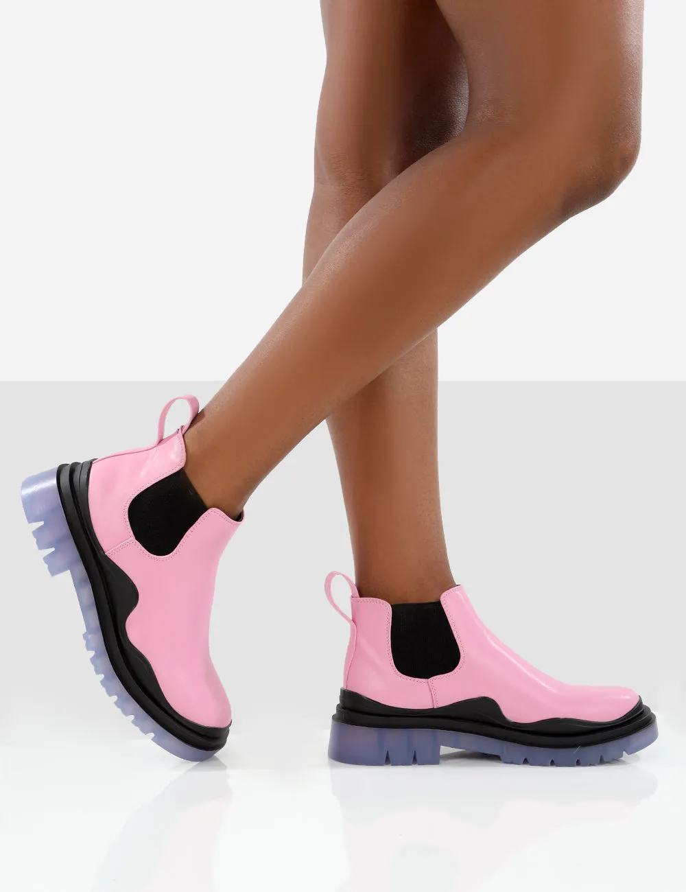 Myth Baby Pink Chunky Sole Chelsea Boots