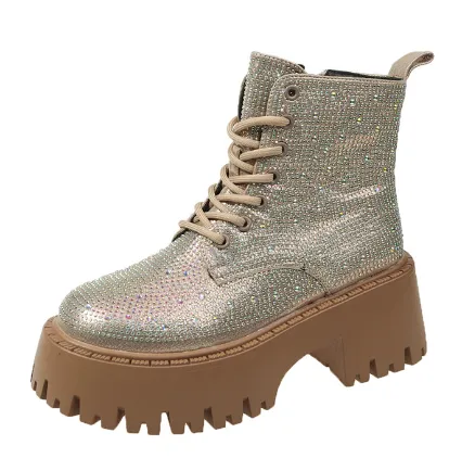 Rhinestone Embellished Chunky Sole Boots