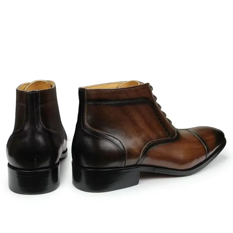 SnakeLux Genuine Leather Ankle Business Dress Boots