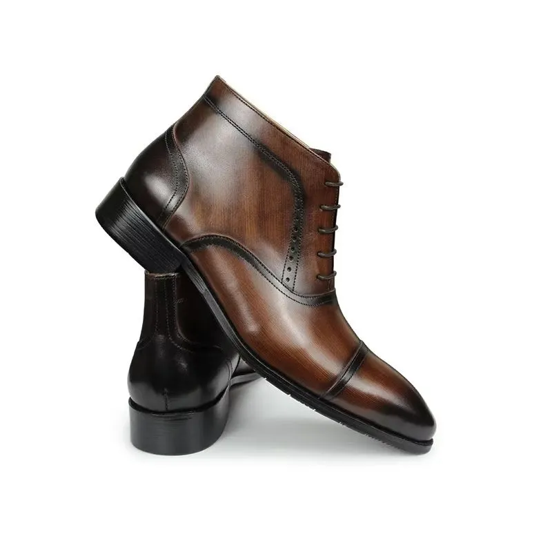 SnakeLux Genuine Leather Ankle Business Dress Boots