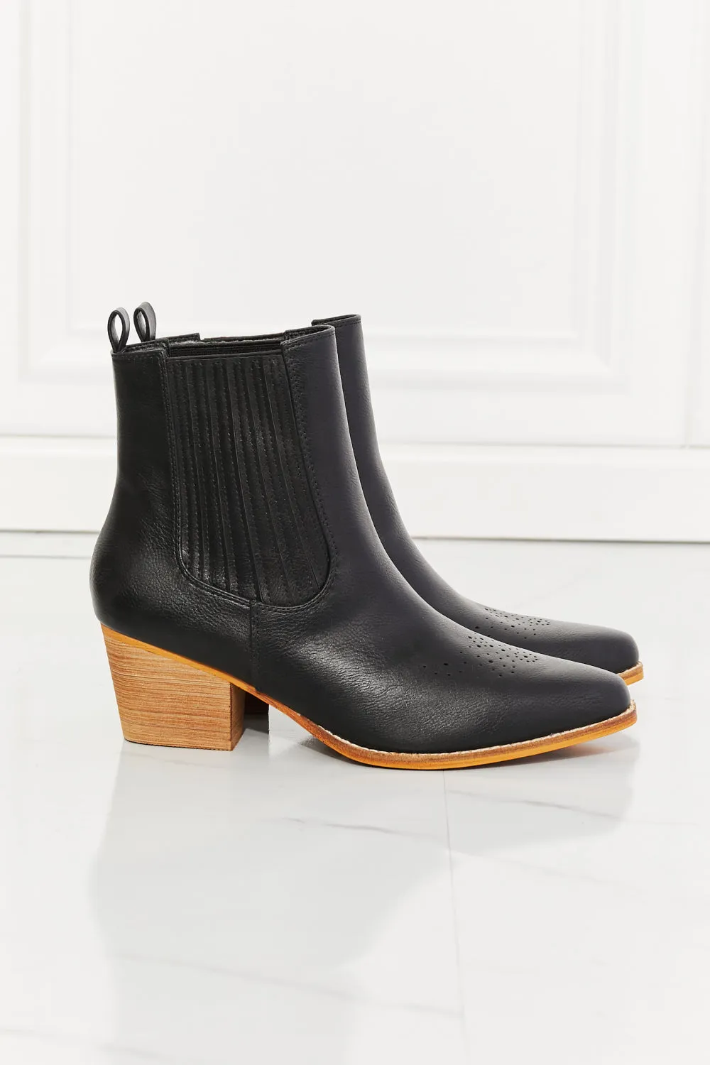 Stacked Heel Chelsea Boot in Black