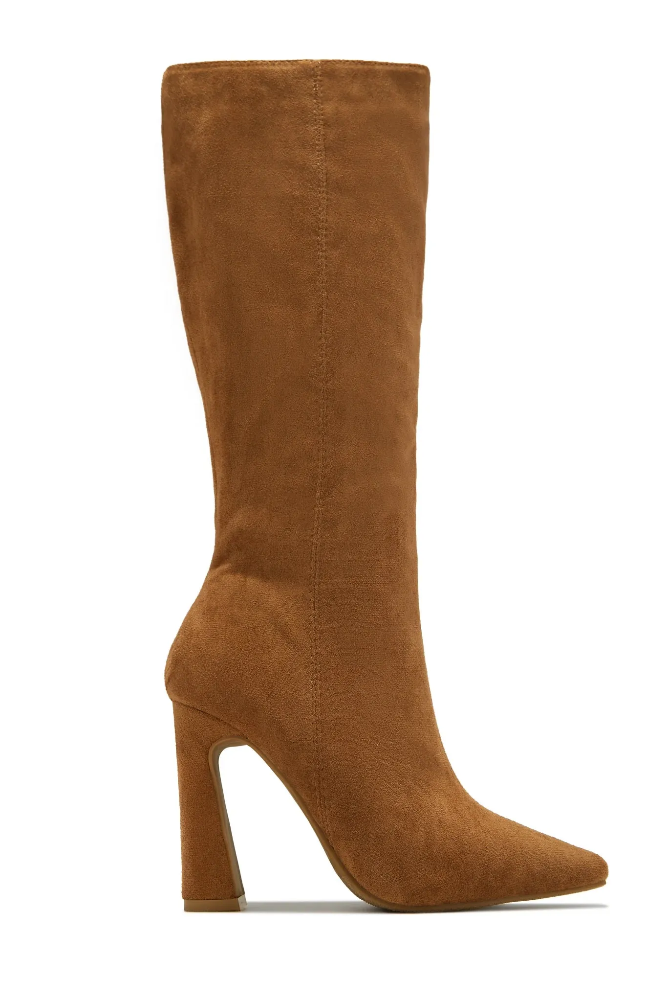 Stella Knee High Heel Boots - Tan