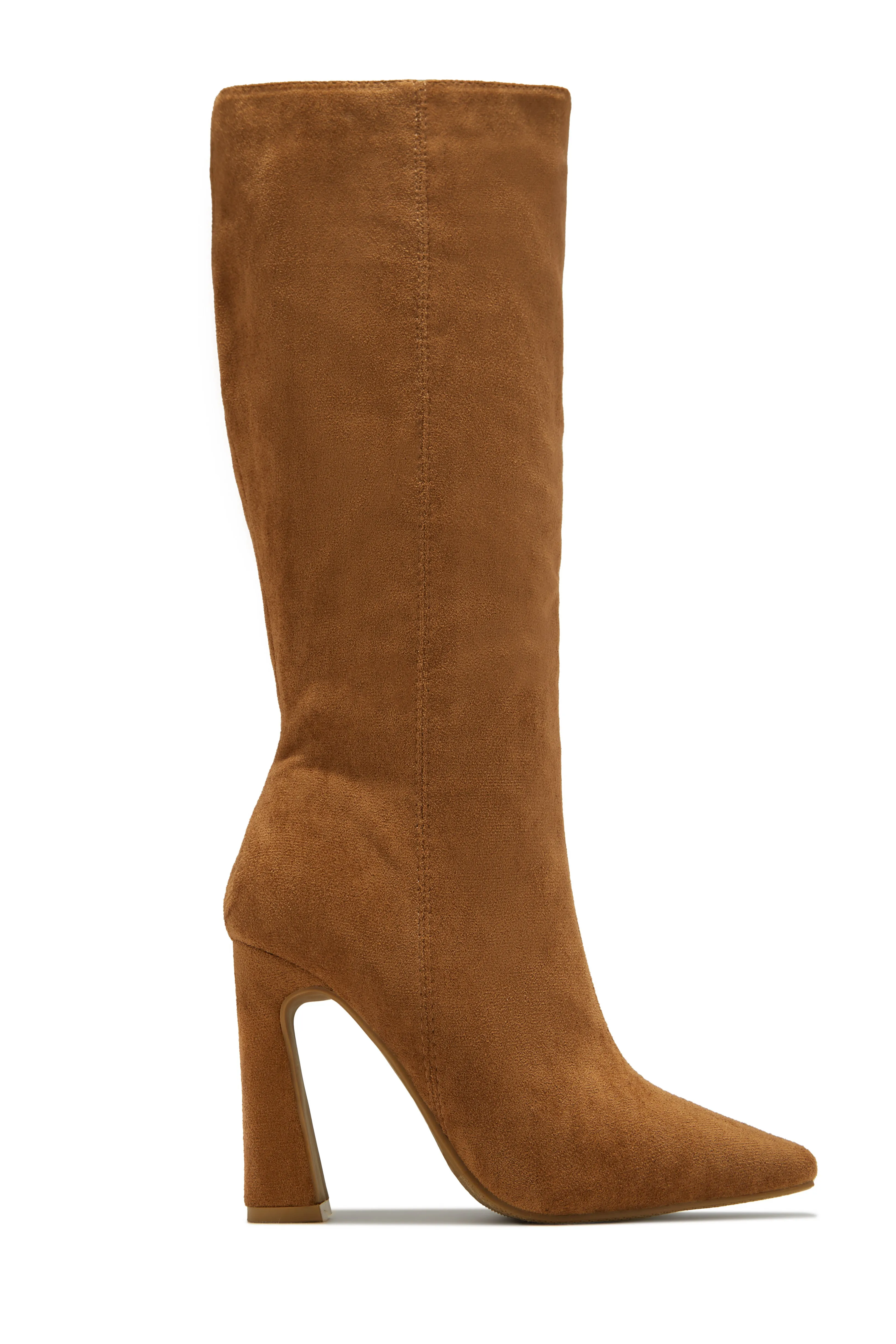 Stella Knee High Heel Boots - Tan