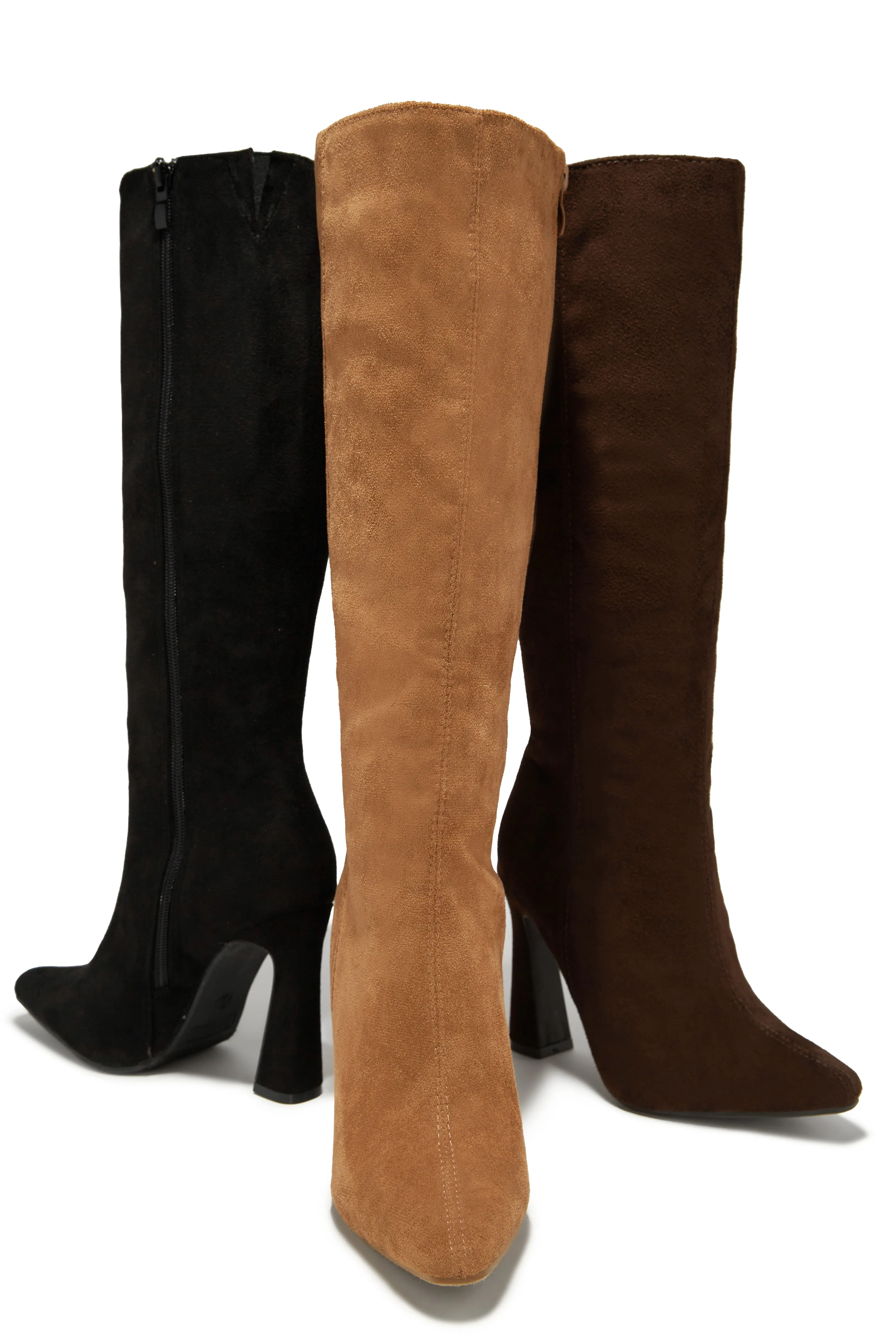 Stella Knee High Heel Boots - Tan