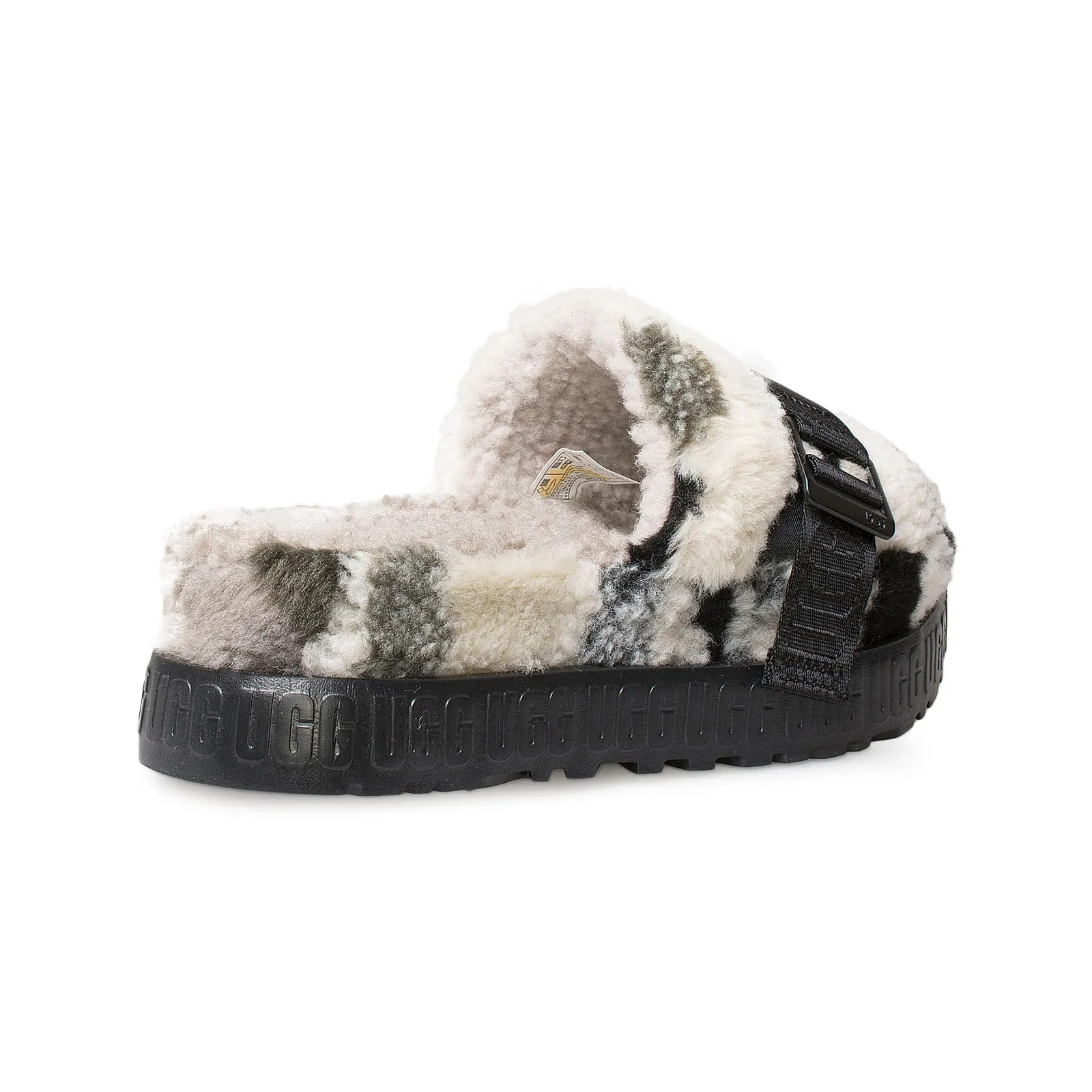 UGG Fluffita Cali Collage Black Grey Slippers - Women's