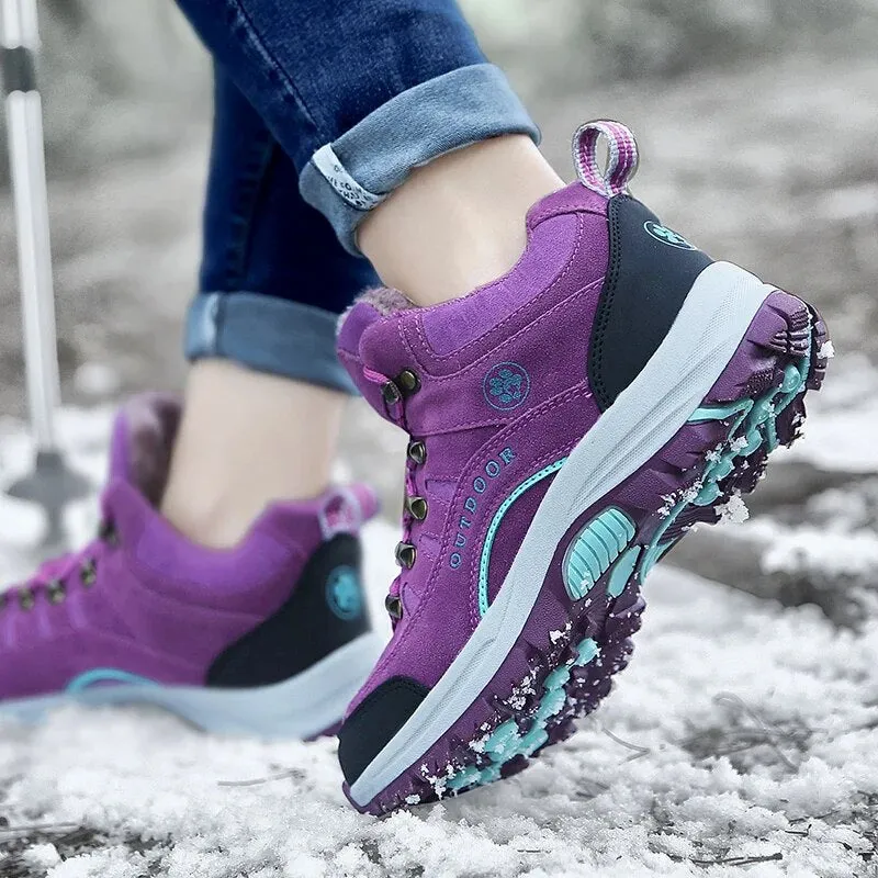 Women Hiking Winter Outdoor Sneakers Snow Boots Plush Mountain Snowboots Outdoor Tourism Jogging Shoes - WHS50192