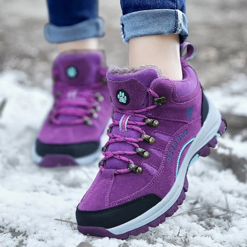 Women Hiking Winter Outdoor Sneakers Snow Boots Plush Mountain Snowboots Outdoor Tourism Jogging Shoes - WHS50192