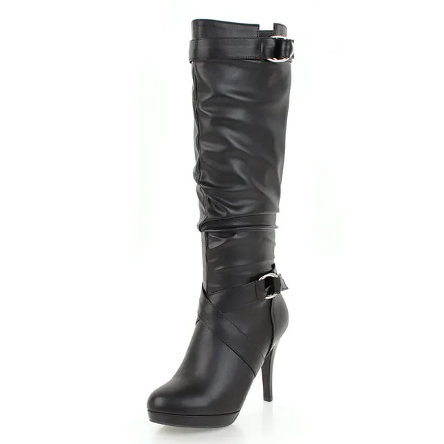 Women knee-high Boots Thin High Heels Winter