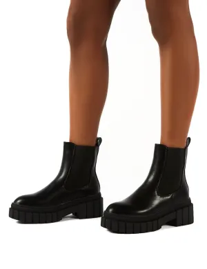 Zenya Black Chunky Sole Ankle Boots